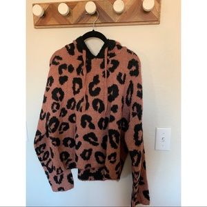 VS PINK leopard boyfriend cropped sweatshirt